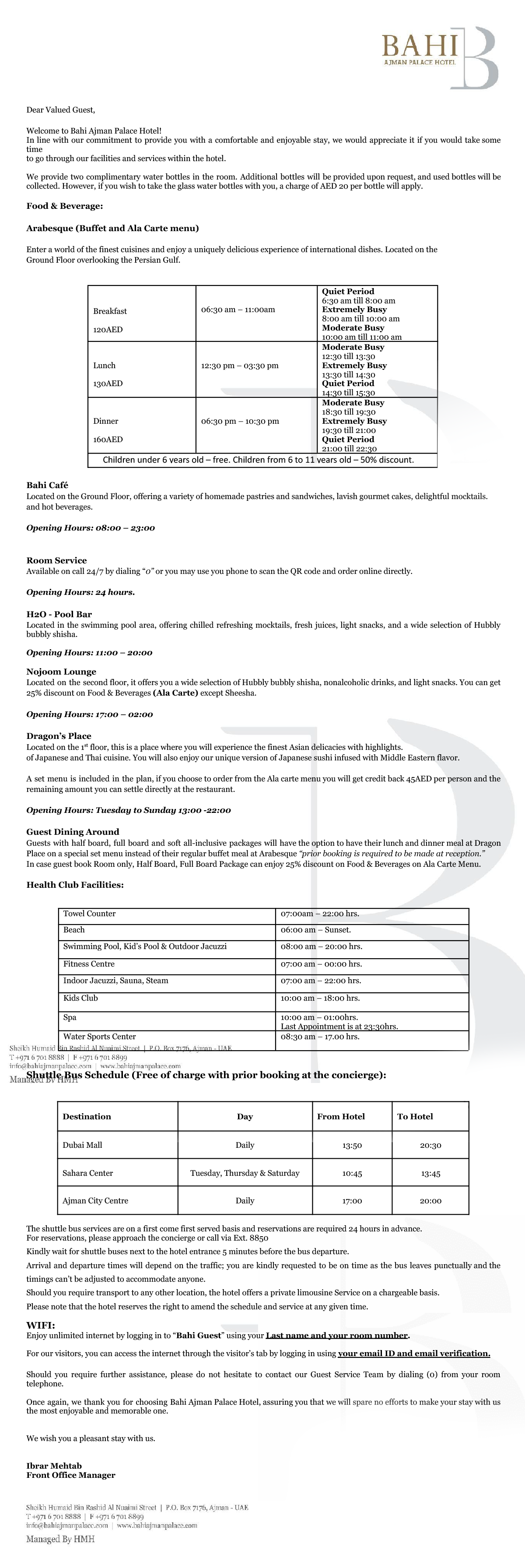 Welcome Letter